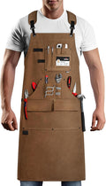 NoCry Woodworking Apron for Men — Reinforced Pockets with Metal Rivets, Magnetic Holder & Leather Tool Loops — Shop Aprons for Men with Cross-Back Straps, Non-Slip Shoulder Pads & Quick-Release Buckle