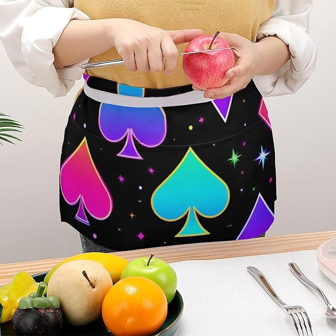 Server Waist Aprons Waitress Unisex Chef Works Half Apron with 3 Pockets