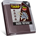 TICONN Heavy Duty Tarp Cover, Extra Thick Tarps Waterproof Tear and Rip Proof UV Resistant Tarpaulin with Reinforced Grommets and Edges (10 Mil, 10'×10')