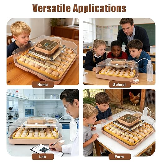 4th Gen - 48 Egg Fully Automatic Incubator, 2026 Upgraded Design, Intelligent Sensor-Based Humidity & Temp Control, Custom Days, Adjustable Auto Turning & Stop, Chick Separator, Flexible Egg Spacing