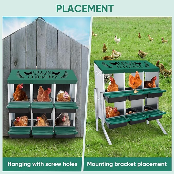 Tgeyd Nesting Boxes - 6 Holes for Laying Eggs - Chicken Brooder Box with Perch - Coops for Up to 24 Chickens