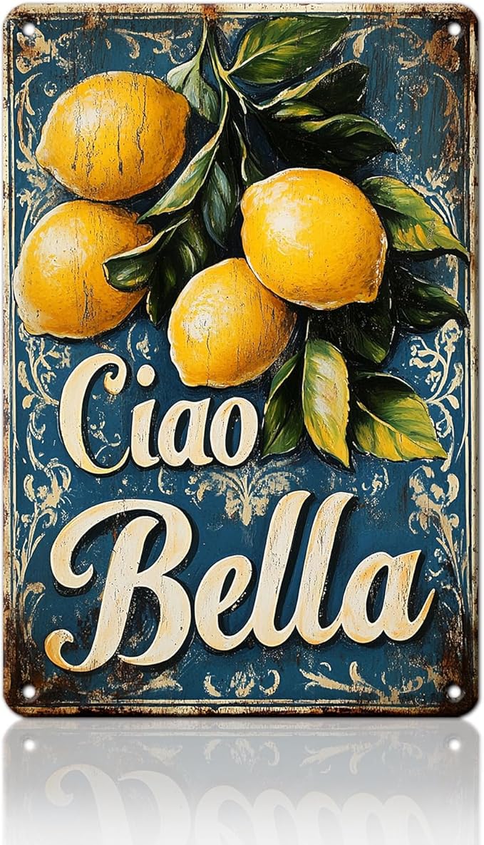 Ciao Bella Lemon Tree Vintage Metal Decor Plaque Sign Wall Art for Bedroom Office Home Coffee Wall Decor 12x16inch