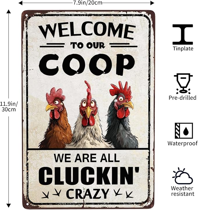 Chicken Coop Accessories Funny Chicken Signs Rooster Decorations Chicken Stuff For Farmhouse Farm Kicthen Decor Welcome To Our Coop 12x8 Inches