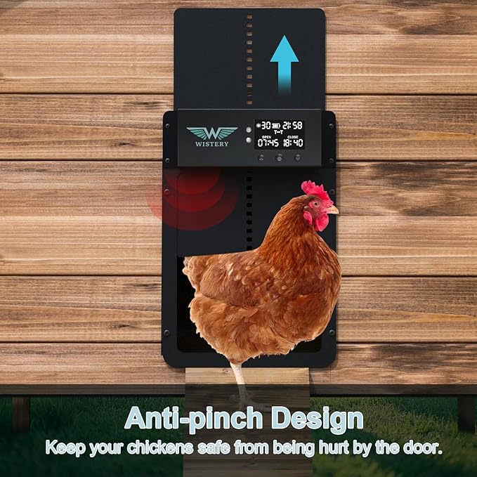 Automatic Chicken Door with LCD Display, Solar Chicken Coop Door with Multiple Modes & USB-C Charging, Automatic Chicken Coop Door with Light Sensor & Timer