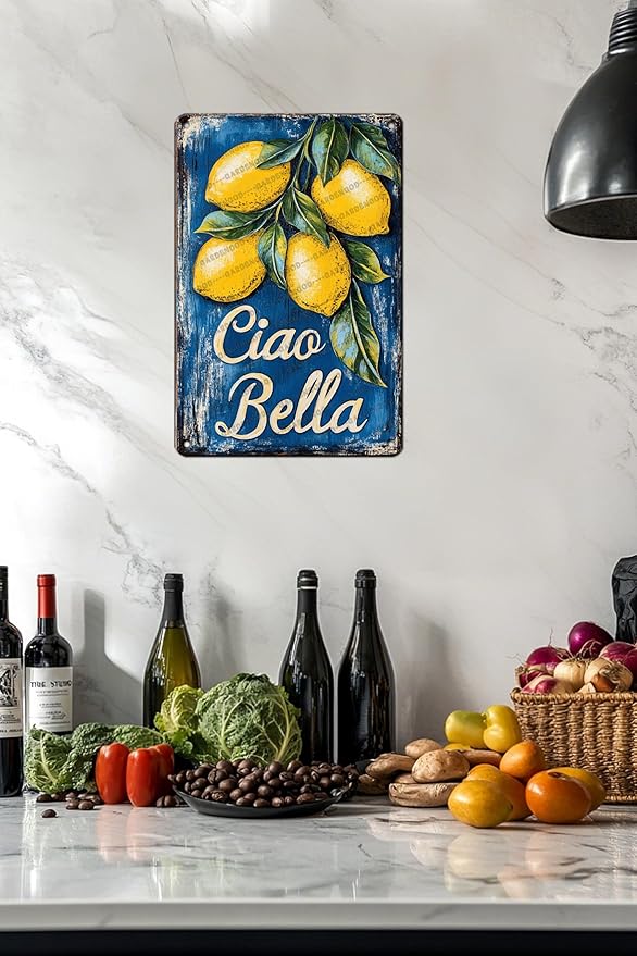Metal Tin Sign Fresh Lemon Vintage Retro Aluminum Sign For Garden Kitchen Office Home Bar Cafe Decor 12x8 Inch