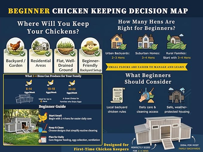 Outdoor Chicken Coop Wooden Hen House Hens Coop for Backyard Poultry Tractor for 2-4 Chickens with Weatherproof Asphalt Roof, 4 Nesting Box, 2 Roosting Bar, Pull-Out Tray (Coop84 NoRun)