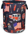 Fire Truck Fireman Laundry Basket Firefighters Oxford Cloth Laundry Hamper With Handle Foldable Portable Clothes Storage Basket 18.9 X 16.5 In Storage Bag For Laundry Room/Bathroom/Bedroom/Dormitories