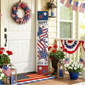 47" Large 4th of July Front Porch Sign Patriotic Wooden Vertical Door Sign with American Flag Colors Red White Blue Outdoor Decor for Independence Day 250th Anniversary Home Entryway