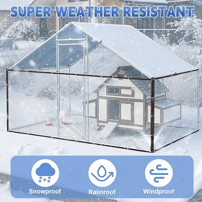 Multipurpose Reinforced Chicken House Tarp Thermal Insulation Cover with Fastening Rope for Garden Use Reinforced Edges Coops Tarp