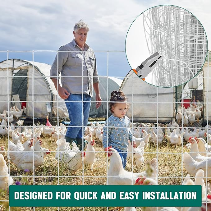 Gisafai Galvanized Welded Wire Fence 5 ft X 100 ft for Dog Chicken Hog Goat Cattle 16GA Garden Border PVC Coated Fencing Roll Border Yard Vegetable Plant Animals Protection Poultry Netting(Silver)