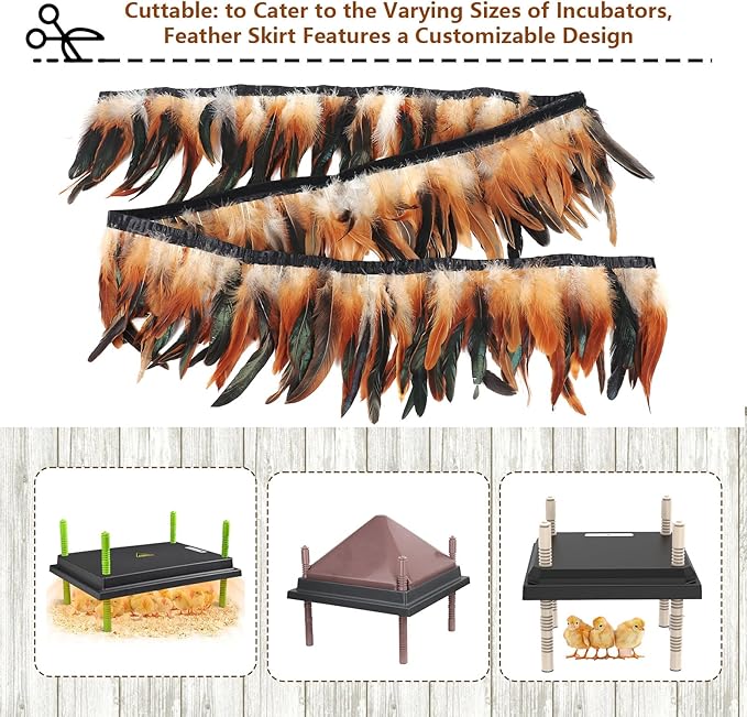 6.5FT Feathers for Chick Brooder Heating Plate,Warm and Secure As They Would Under a Mother Hen, Cuttable, Compatible with Most Chick Brooder Sizes (1Pcs 6.5FT)