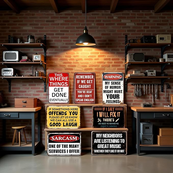 Man Cave Decor Funny Garage Signs For Men Vintage Metal Tin Sign Mancave Accessories Signs For Wall Art Garage Decor For Men Work Shop Accessories Basement Bar Sign For Home Bar 8x12 Inch