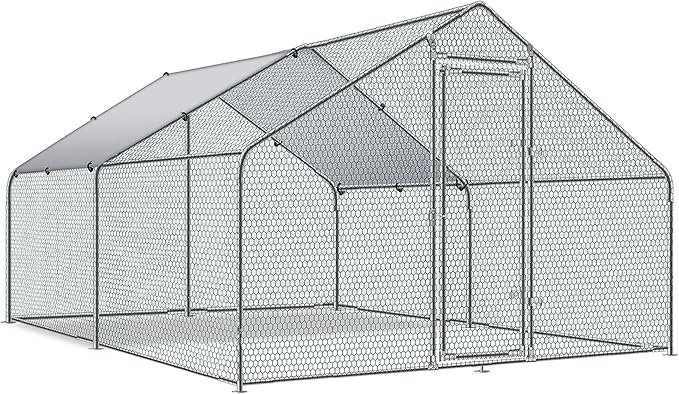 Betterhood Large Metal Chicken Coop Upgrade Tri-Supporting Wire Mesh Chicken Run,Chicken Pen with Water-Resident and Anti-UV Cover,Duck Rabbit House Outdoor(10’ W x 13’ L x 6.5’ H)