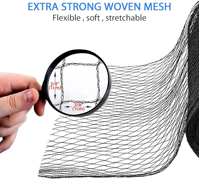 Koi Pond Netting Kit 20 x 40 ft, Black Heavy Duty Woven Net for Leaves, Reusable Pool Protective Cover Protecting Fish From Birds, Cats and Predators