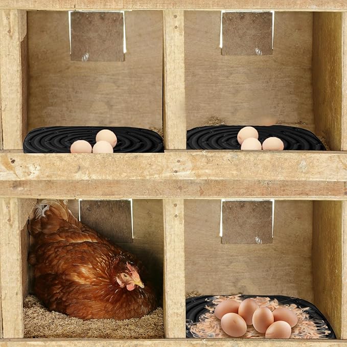 Skimzy Chicken Nesting Box Pads, 12 x 12 in Washable Reusable Nest Box Liners, 6-Pack, Breathable Drainage Design, Black