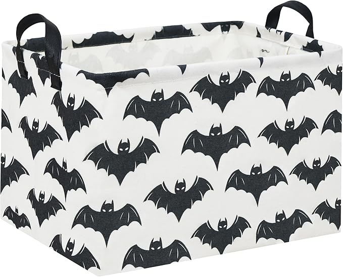 Batman Baskets for Kids Gift Basket Empty for Boys and Girls Rectangular Toy Storage Bins Organizer Bin Box Cute Bat Room Decor for Home(Black Bats)
