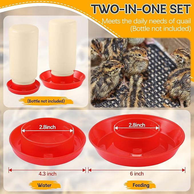 Enhon 2 Sizes Quail Waterer Base, Quail & Chick No Drown Water Base, Safety Waterer and Feeder, Compatible With 2.5inch Outer Diameter and Threaded Neck Bottle for Brooding Chicks（Bottle not included）