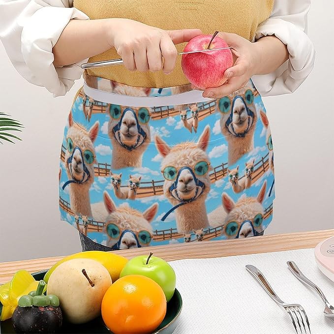Half Apron with 3 Pockets Chef Cooking Kitchen Restaurant Aprons for Women Men