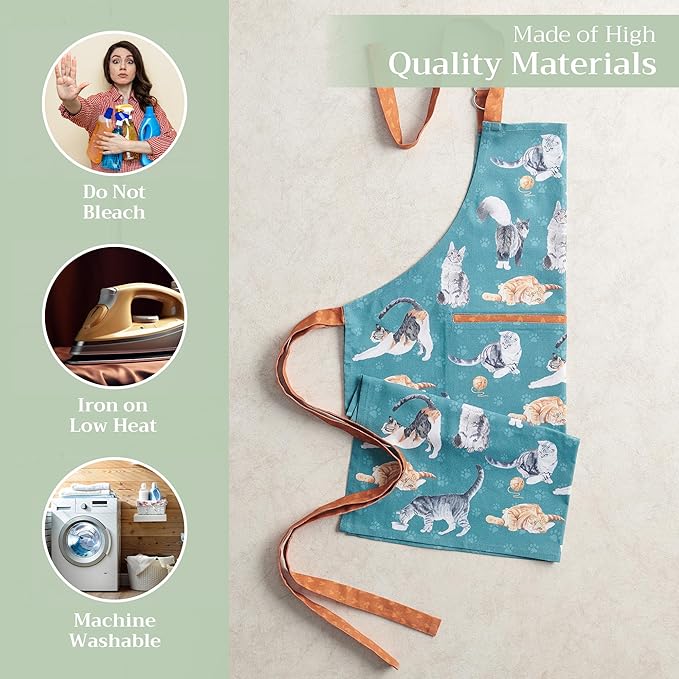 Maison d' Hermine 100% Cotton Apron for women with Pocket Kitchen Chef Apron for Men Cooking Easter Decorations