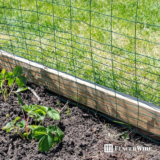Fencer Wire 16 Gauge Green Vinyl Coated Rabbit Guard Fence, Poultry Fencing Wire Roll for Garden Yard Vegetable Plant, Protecting Against Rabbits, and Other Small Animals Damage (40 in. x 50 ft.)