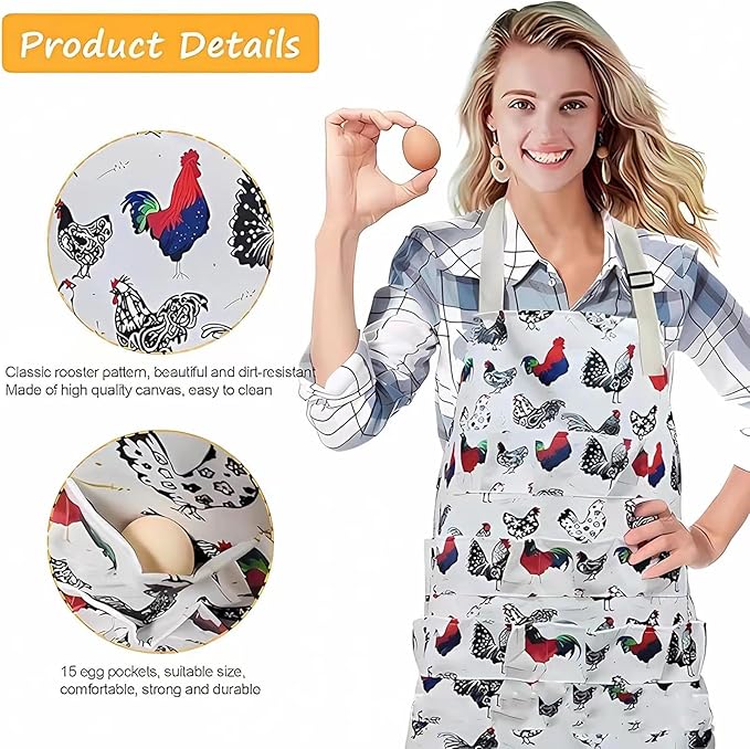 EggApronforCollectingEggsChickenApronsforHensDurableCanvasEggCollectingApronPerfectforFarmhouseParent-Child Activities