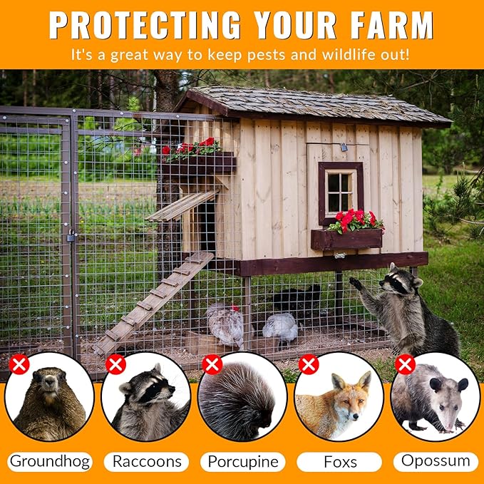Hardware Cloth 1/2 inch 48 x 100 ft Galvanized Chicken Wire Fencing 19 Gauge Heavy Duty Hot Dip Galvanized Wire Fence Roll for Chicken Poultry Coop, Animal, Fencing,Garden Protection
