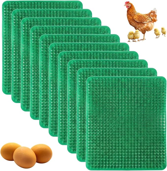 10 Pcs Chicken Nesting Pads Washable 13.8 * 11.6 Nesting Box Pads for Chickens Coop Artificial Grass Rug Accessories Plastic Grass Mat for Chicken Coop Accessories(Green)
