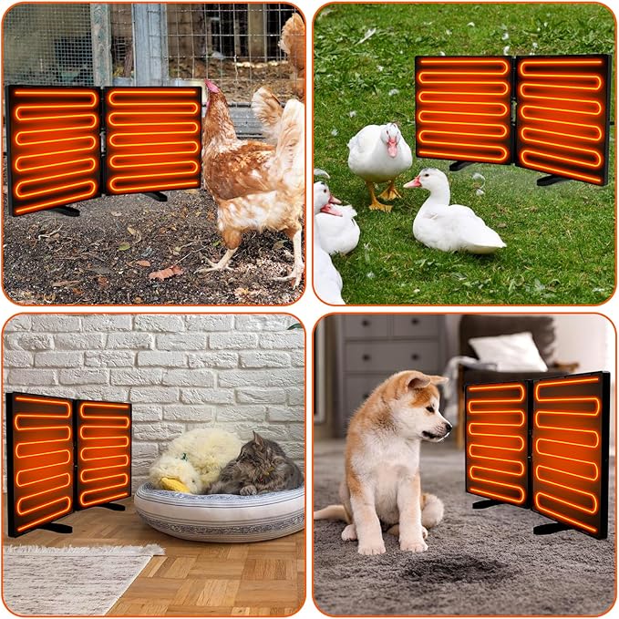 Chicken Coop Heater 240 Watts, Large Size Foldable Energy Efficient Heater for Chicken Coop, Two Mounting Model Radiant Heat Coop Heater for Chicken Kitten Puppy Pets Animals in Winter Black