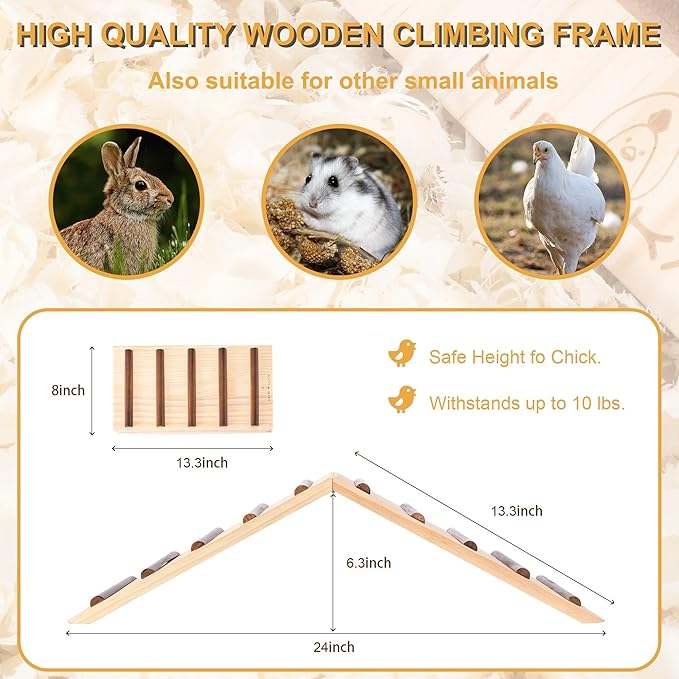 Chick Supplies, Chick Perch & Chicken Roost, Chick Stand Training Perches, Roosting, Wooden Chick Ramp Trainer, Chick Toys for Brooder, No Assemble, Coop Accessories for Chick, Hens, Small Animal