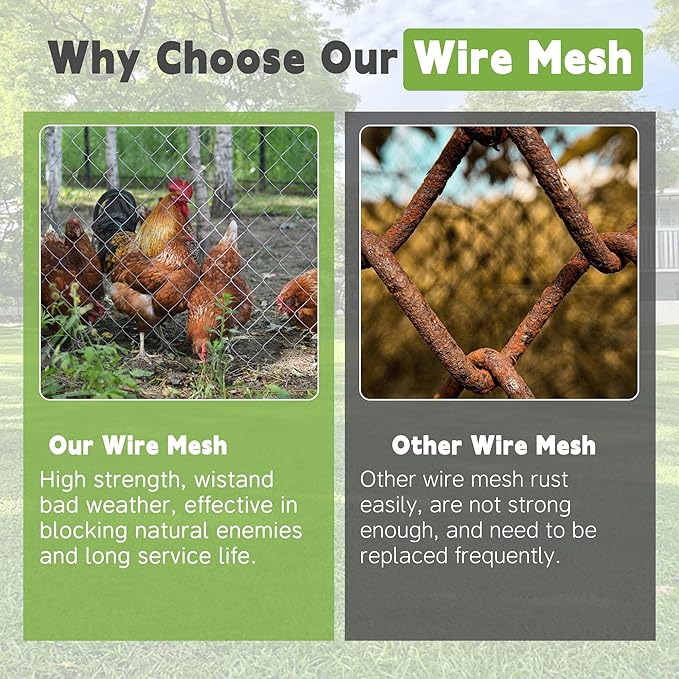 HOSTIC 4FTx150FT Chicken Wire Netting 2IN Mesh Galvanized Wire Hexagonal Fencing for Poultry Garden Fence Barrier