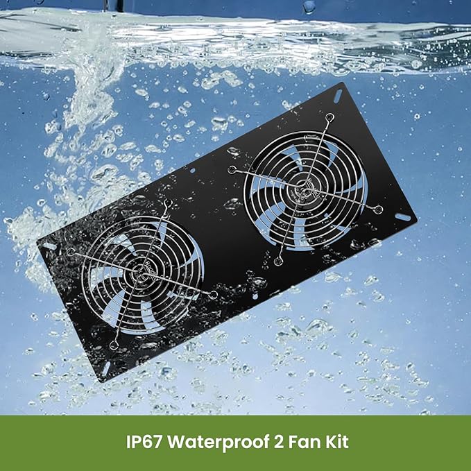 Solar Powered 2 Fan Kit, 25W High Velocity Waterproofed Solar Exhaust Fans for Outdoor Greenhouse Chicken Coop Shed Pet House