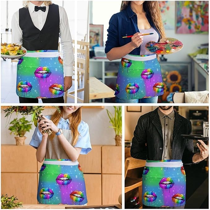 Unisex Half Waiter Waist Short Apron Waterproof Chef Works Waitress Aprons