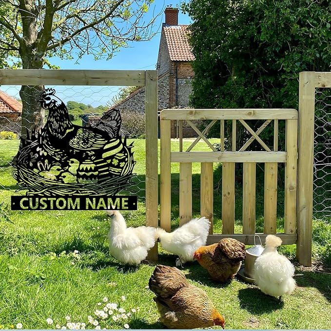 Custom Chicken Coop Metal Sign, Personalized Chicken Coop Sign for Outside, Custom Metal Hen House Farm Signs, Chickens Hen House Farmhouse Wall Art Decor