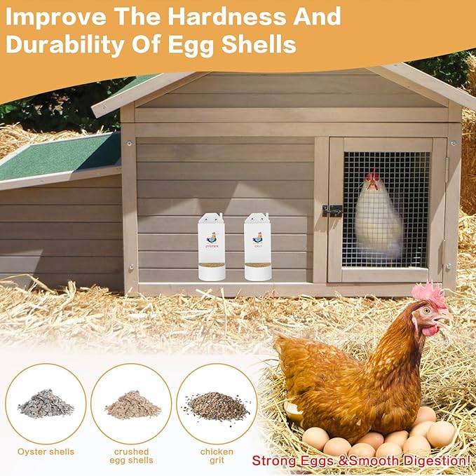 Chicken Grit and Oyster Shell Feeder,Metal Automatic Chicken Feeder,Chicken coop Accessories Poultry feeders, Suitable for Quail, Pigeons, Doves, Chicks, and Adult Chickens（2 Pcs）