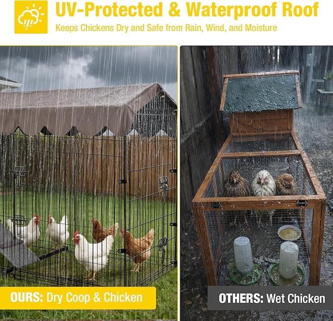 Aivituvin Chicken Coop with Wheels Mobile Hen House Poultry Cage for 2-4 Chickens with Metal Run and Nesting Box 79" L