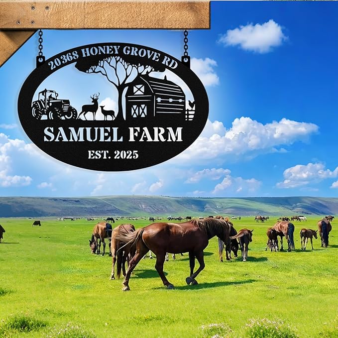 Personalized Metal Farm Signs, Custom Ranch Sign, Customized Farm Metal Signs Outdoor, Custom Large Hanging Family Name Sign for Farms, Ranch, Barn, Farmhouse