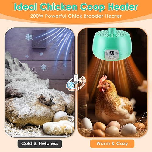 1 Pack Chicken Coop Heater with Remote Control, Timing Chicken Heat Lamp, Smart Temperature Control Chick Brooder Heater, 5 ft Ultra Long Cable Reptile Heating Lamp for Chicks Duck Dog Pet