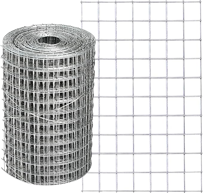Hardware Cloth1/2 in Galvanized Wire Mesh Roll (19 GA) Chicken Wire Fence Roll for Chicken Pen/coop Fences, Screen mesh, Rabbit/Snake Fences, Poultry enclosures, Handicraft Making, etc. (4In x 10Ft)