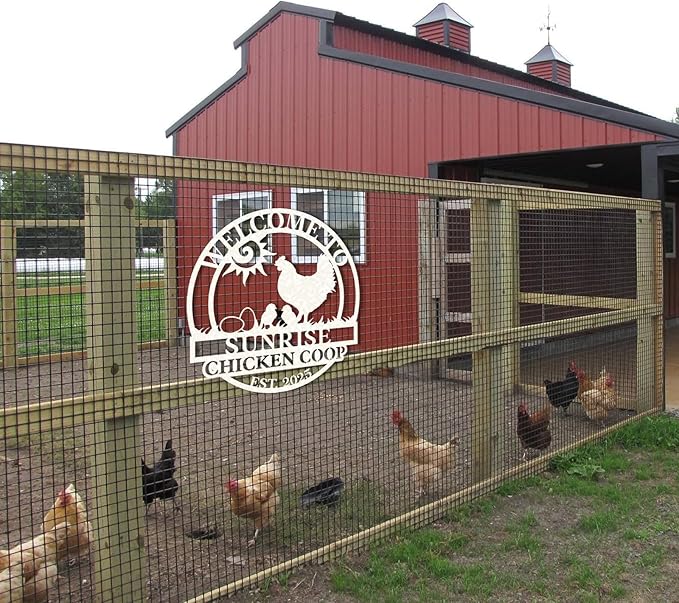 Personalized Chicken Coop Signs, Outdoor Chicken Coop Decor, Vintage Hen House Wall Decor, Custom Metal Name Sign for Farm Yard Garden Home, Gifts for Chicken Lovers Color09