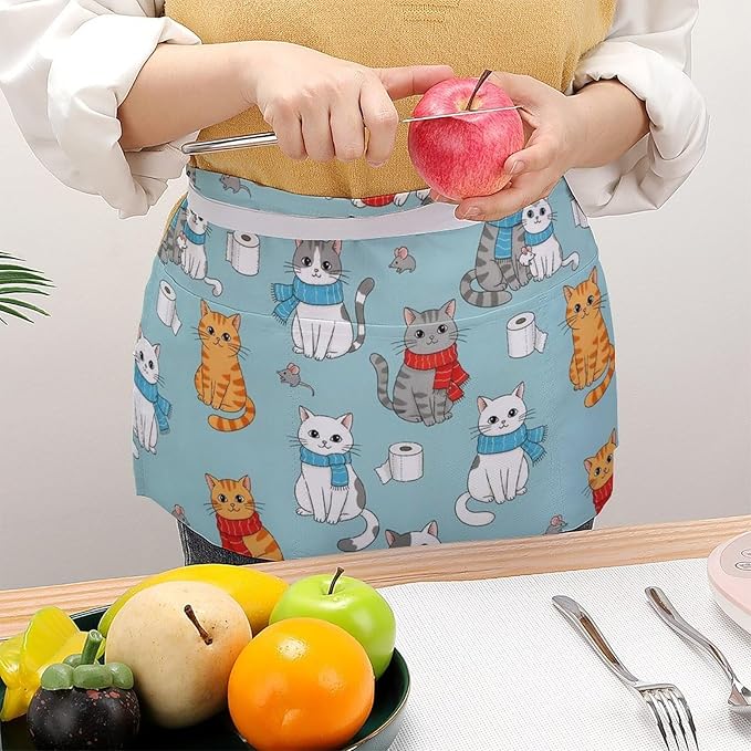Unisex Half Waiter Waist Short Apron Waterproof Chef Works Waitress Aprons