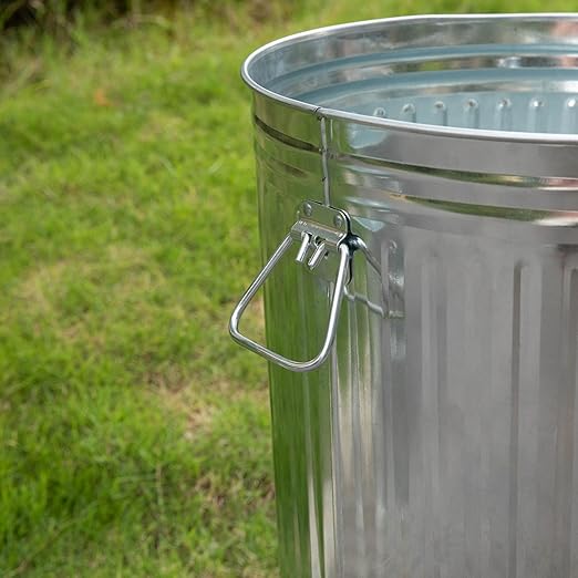 Gardenised Round Galvanized Steel, 20 Gallon Trash Can with Lid - Durable Metal Bucket for Backyard, Lawn, Garden and Yard Use - Weather-Resistant Garbage Can for Indoor and Outdoor, 17.75-inch