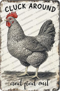 Cluck Around And Find Out Chicken Tin Sign For Chicken Coop Home Yard Outdoor Chickens Plaque Wall Decor Art 12x8 Inch
