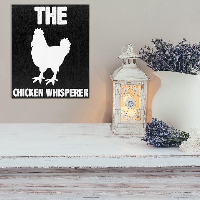 JennyGems The Chicken Whisperer Wooden Sign, Chicken Gifts and Decor, Farmhouse Wall Hanging, Made in USA