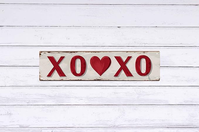 Vintage Fox Den Metal Tin Sign XO XO 4x16 in Easter Gift Spring Sign Decorative Plaque Wall Home Farmhouse Porch Decor Bedroom Decor Holiday Gift