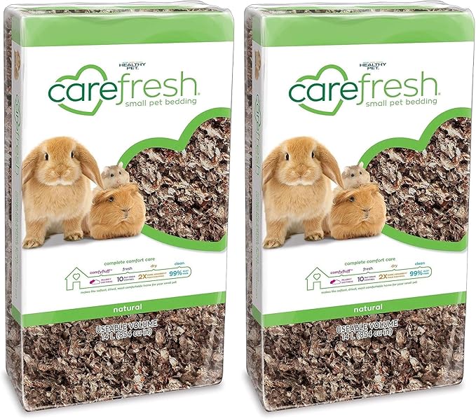 Carefresh 99% Dust-Free Natural Paper Small Pet Bedding with Odor Control, 14 L (Pack of 2)