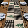 Seliem Black White Buffalo Plaid Check Table Runner, Pine Tree Winter Home Kitchen Decor, Christmas Seasonal Farmhouse Holiday Rustic Burlap Dining Decoration Housewarming Gift Party Supply 13X90