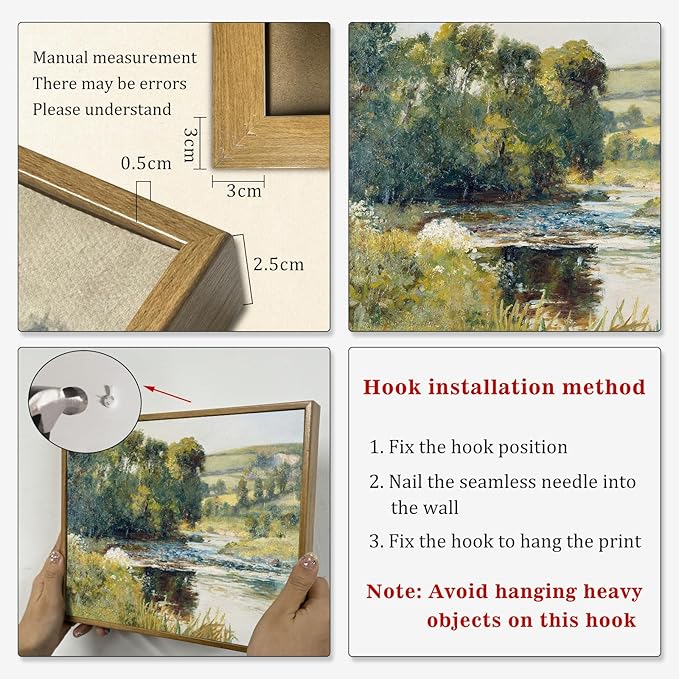 Vintage Landscape Framed Pictures Nature Scenery Posters River Nature Wall Art Rustic Landscape Painting Wilderness Green Poster Farmhouse Scenery Wall Art Rustic Forest Artwork 8x10inch Framed