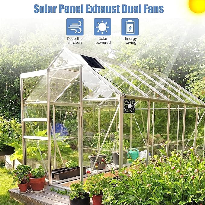 Solar Panel Fan Kit, Solar Fan for Chicken Coop Solar Power Fan Efficient Cooling Solution for Outside, Small Chicken Coops, Greenhouses, Sheds, Pet Houses