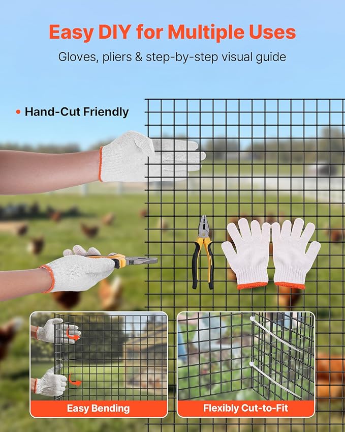 VEVOR Hardware Cloth 24 in x 50 ft, 1/2 in 19 Gauge Galvanized Wire Mesh Roll, Weather-Resistant Vinyl Coated Chicken Wire Fencing, Heavy Duty Welded Garden Plant Fencing for Rabbit Cage Snake Fence