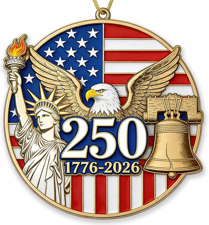 250 Years of America Semiquincentennial Ornament, 2D Acrylic 1776-2026 Patriotic Anniversary Decor, US Independence Day Commemorative Gift/July 4/Veterans Day, Exchange Keepsake